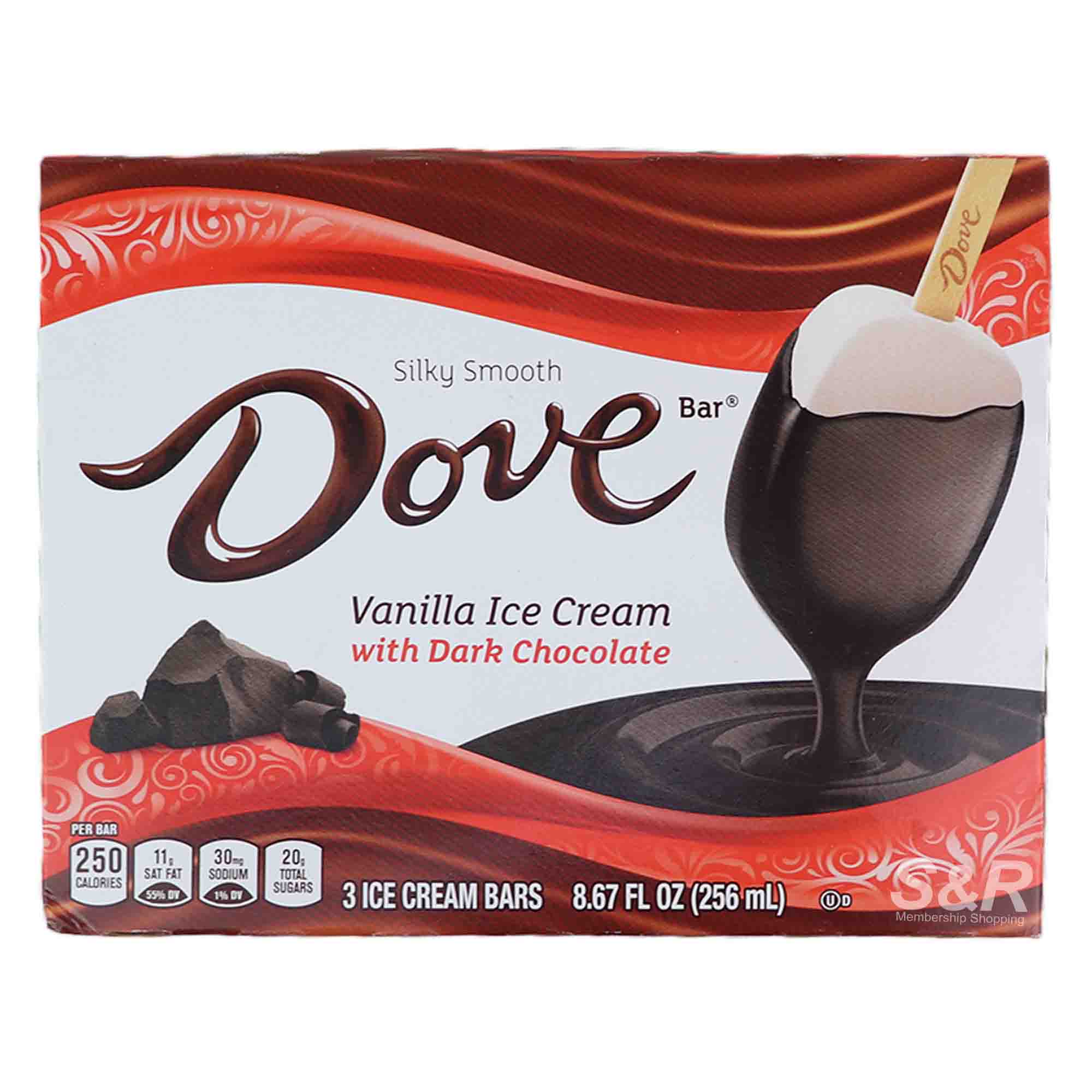 Dove Bar Dark Chocolate Vanilla Ice Cream 3pcs